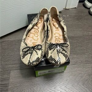 Sam Edelman Black and Cream Snake Print Flats